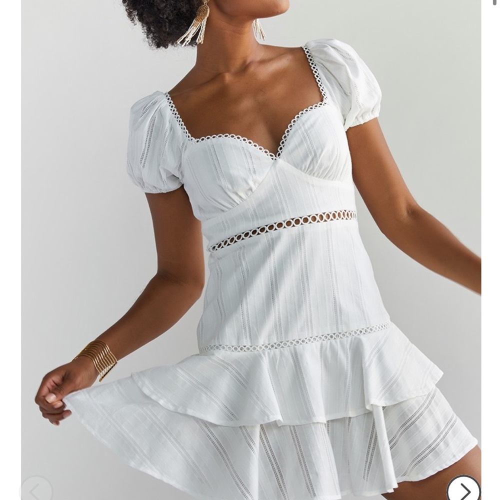 Francesca's Collections Lira Crochet Waisted Mini Dress